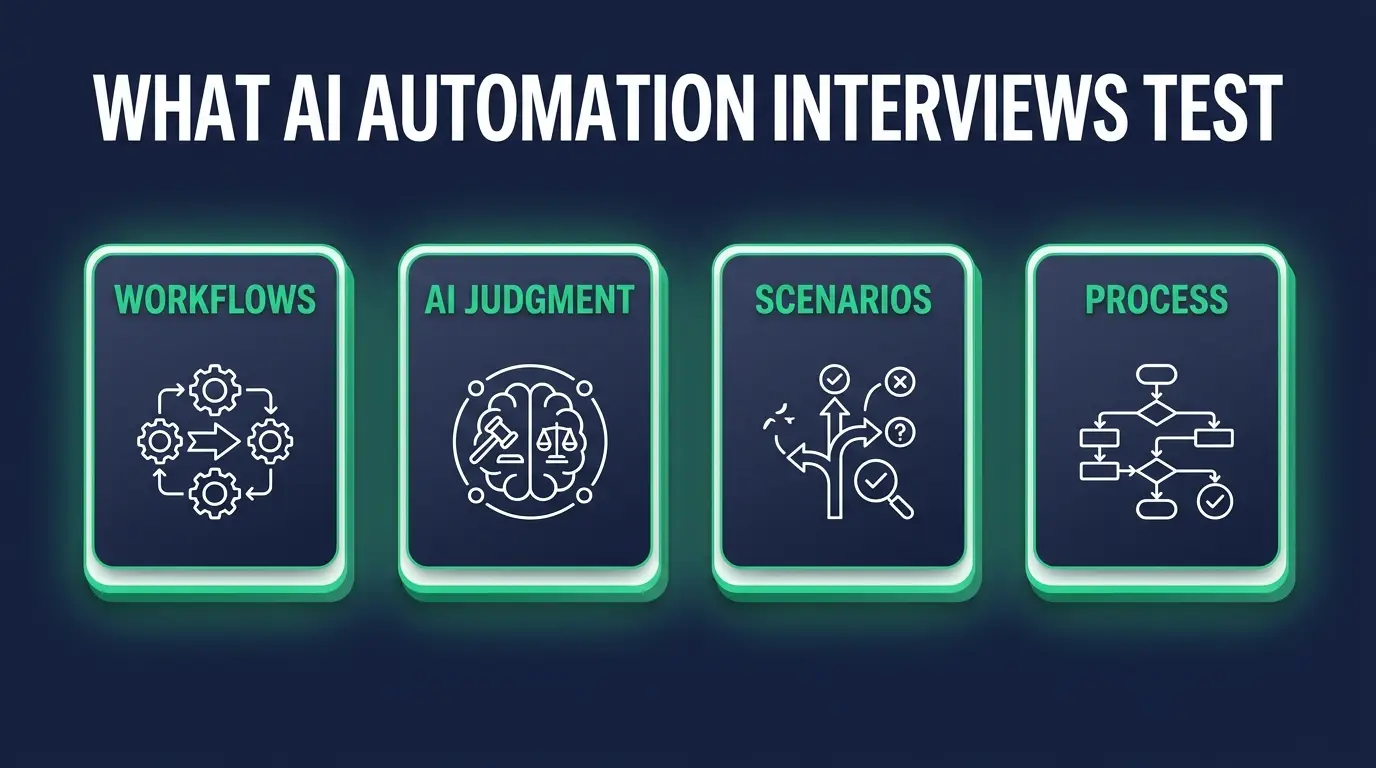 What AI automation interviews test: workflows, AI judgment, scenarios and process