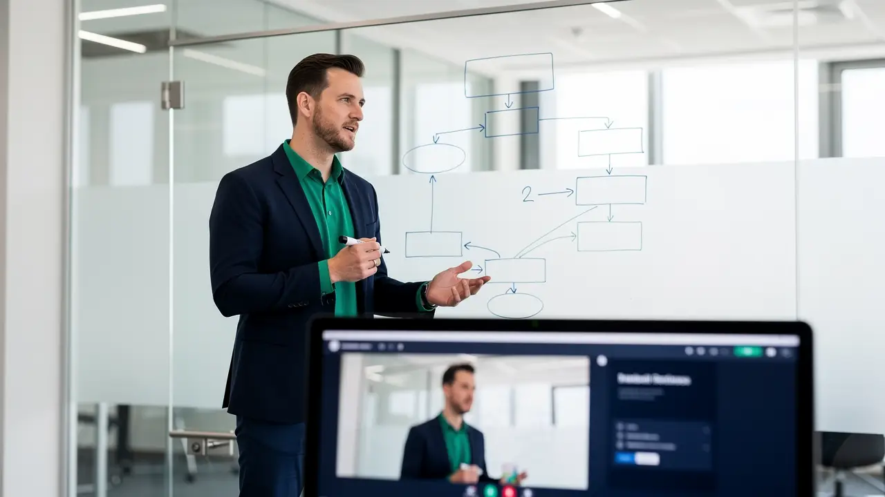 Whiteboarding a business process automation during a video interview