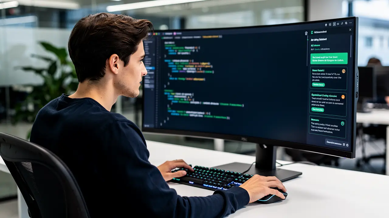A developer working alongside an AI coding assistant