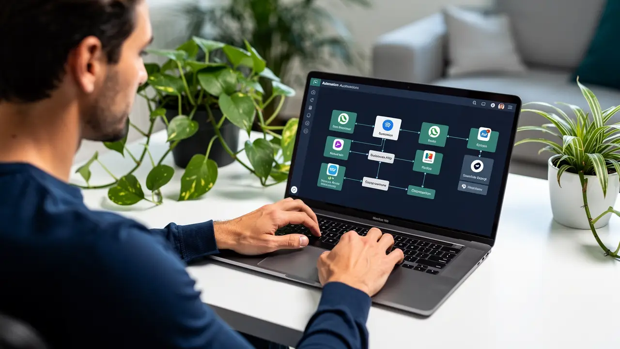 A learner building a real automation workflow that connects business apps