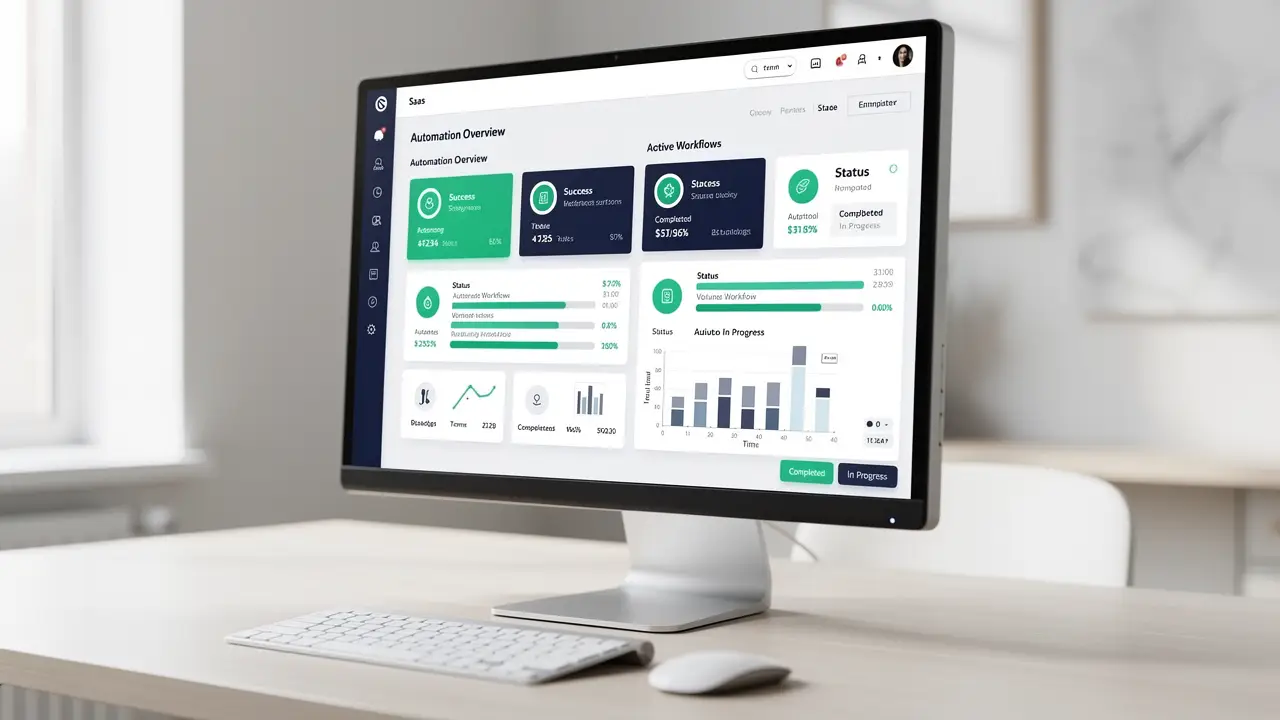 A dashboard showing several automated business processes running across departments
