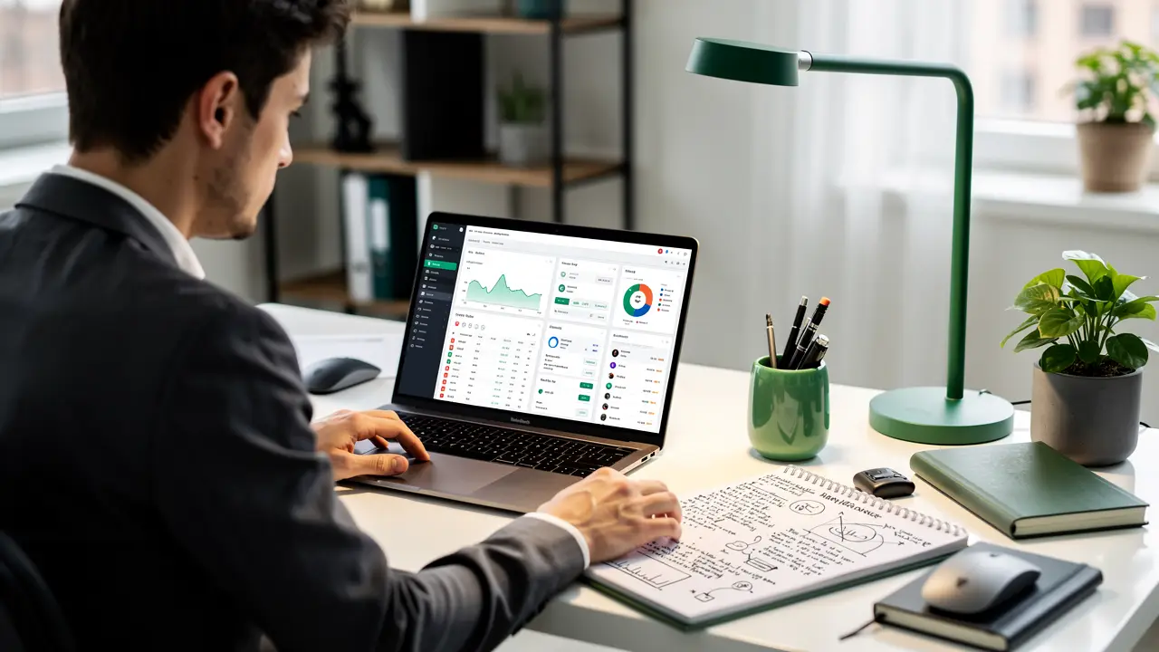 Enterprise RPA bots automating a legacy desktop application on office monitors