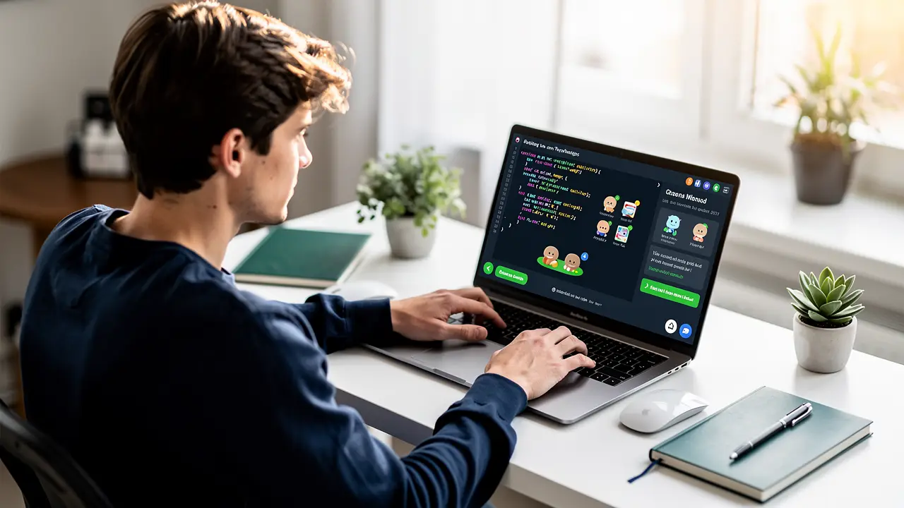 A beginner learning to code through an interactive in-browser lesson