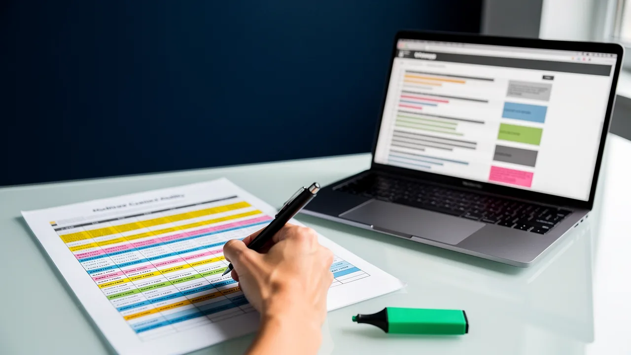 Content strategist running a content audit on an existing website
