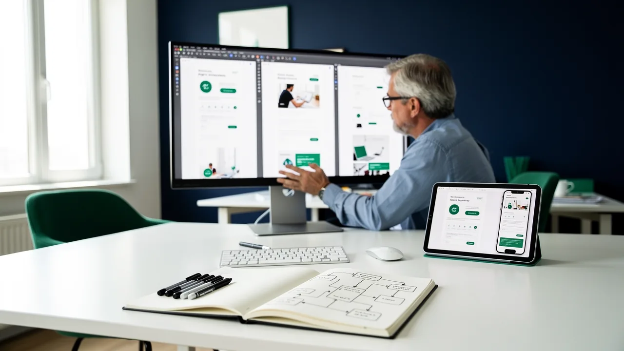 Digital experience manager reviewing the full customer journey across digital touchpoints