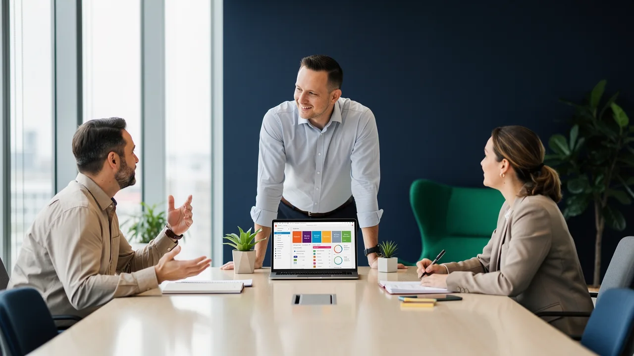 Digital marketing manager reviewing campaign performance with the team