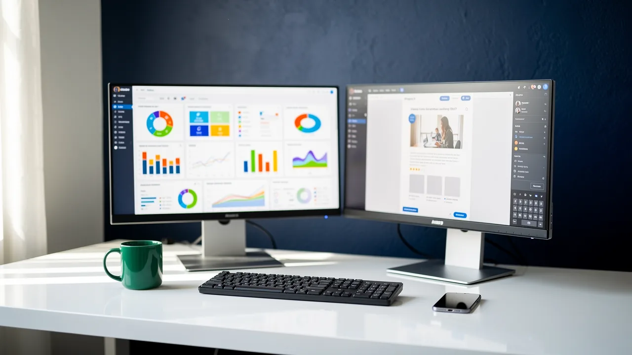 Digital marketing specialist reviewing campaign performance across channels