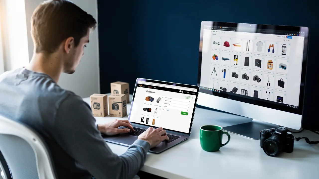 Ecommerce assistant uploading products to an online store