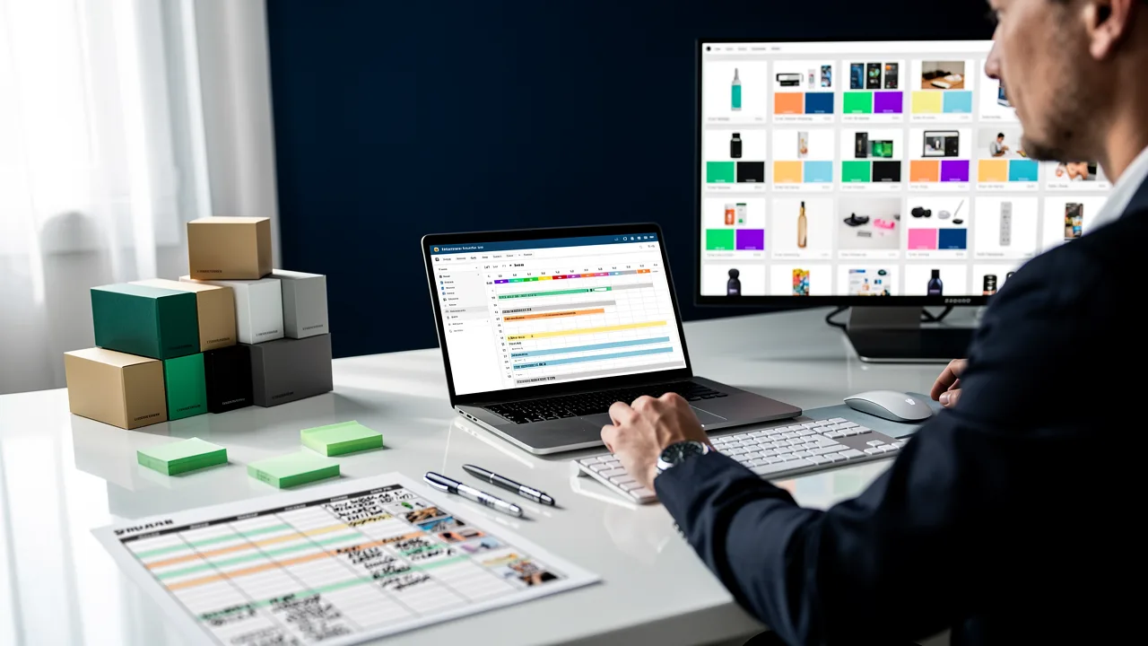 Ecommerce coordinator managing a launch calendar and product data
