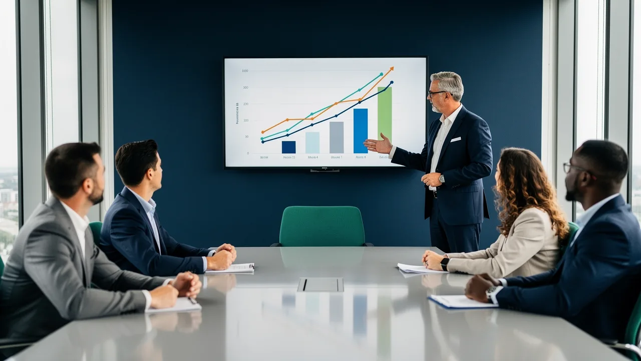 Ecommerce director presenting channel performance to leadership