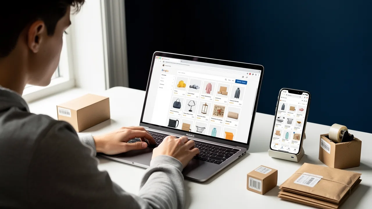 Person building a Shopify store to get an ecommerce manager job