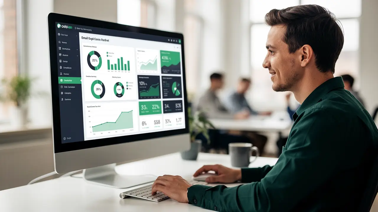 Email marketer reviewing a campaign analytics dashboard