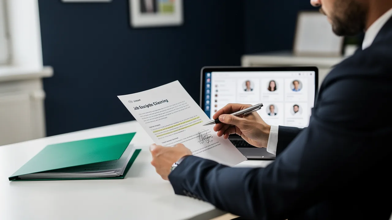 Email marketing specialist job description on a screen during hiring