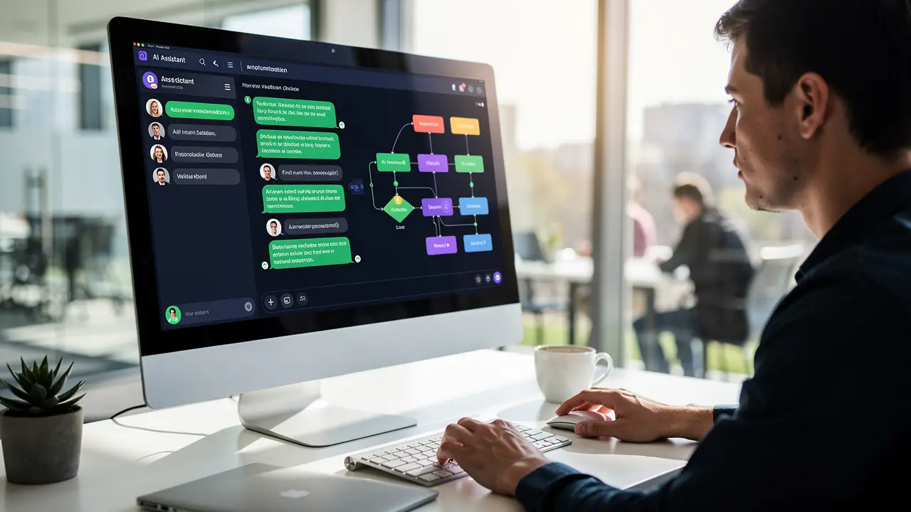 Working with an AI assistant and an automation workflow on screen to automate SEO