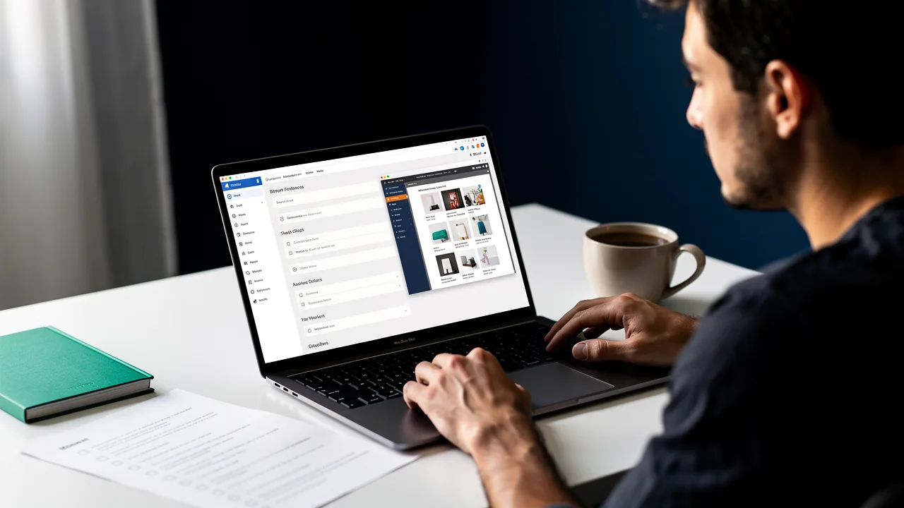 Learning to manage a website in a CMS on a laptop