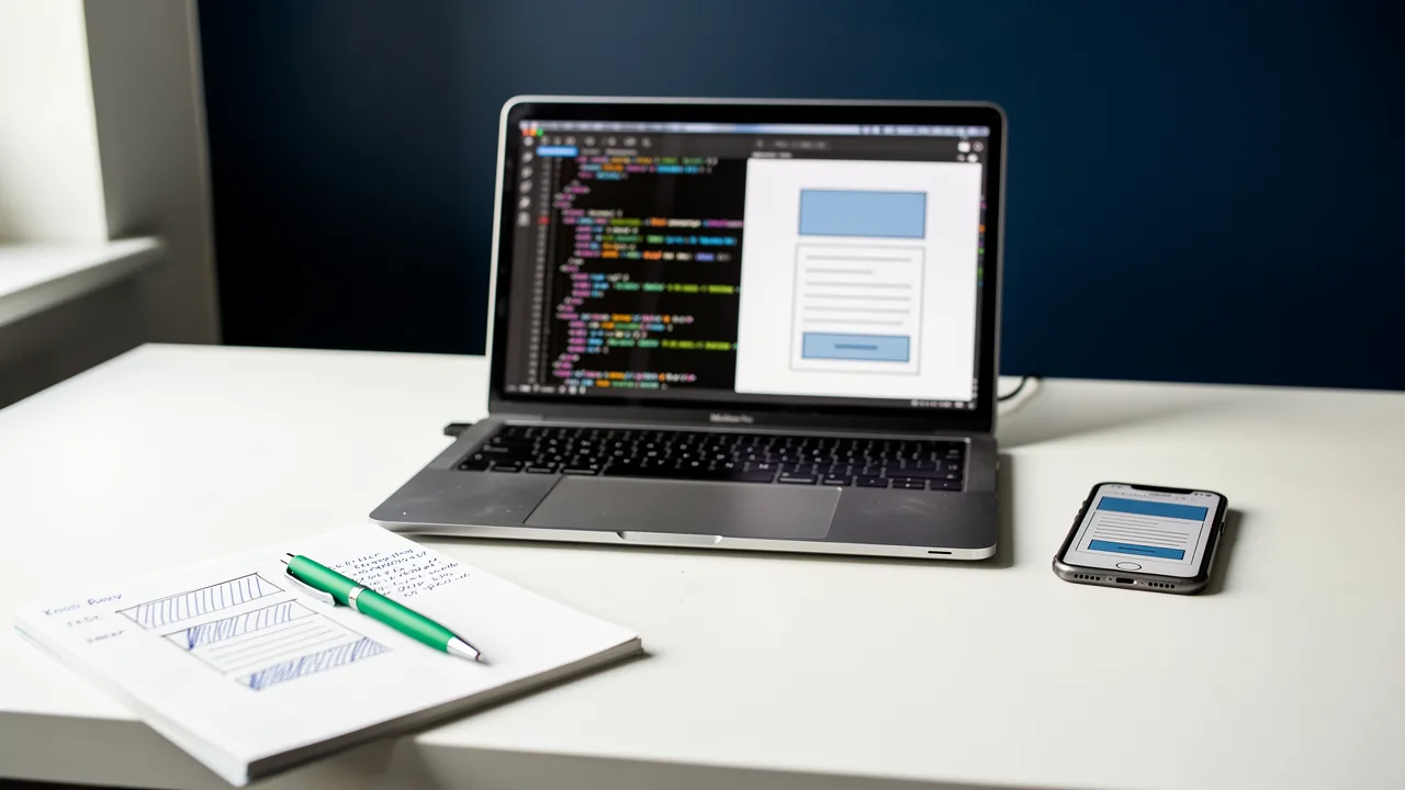 Beginner learning to build and code marketing emails on a laptop