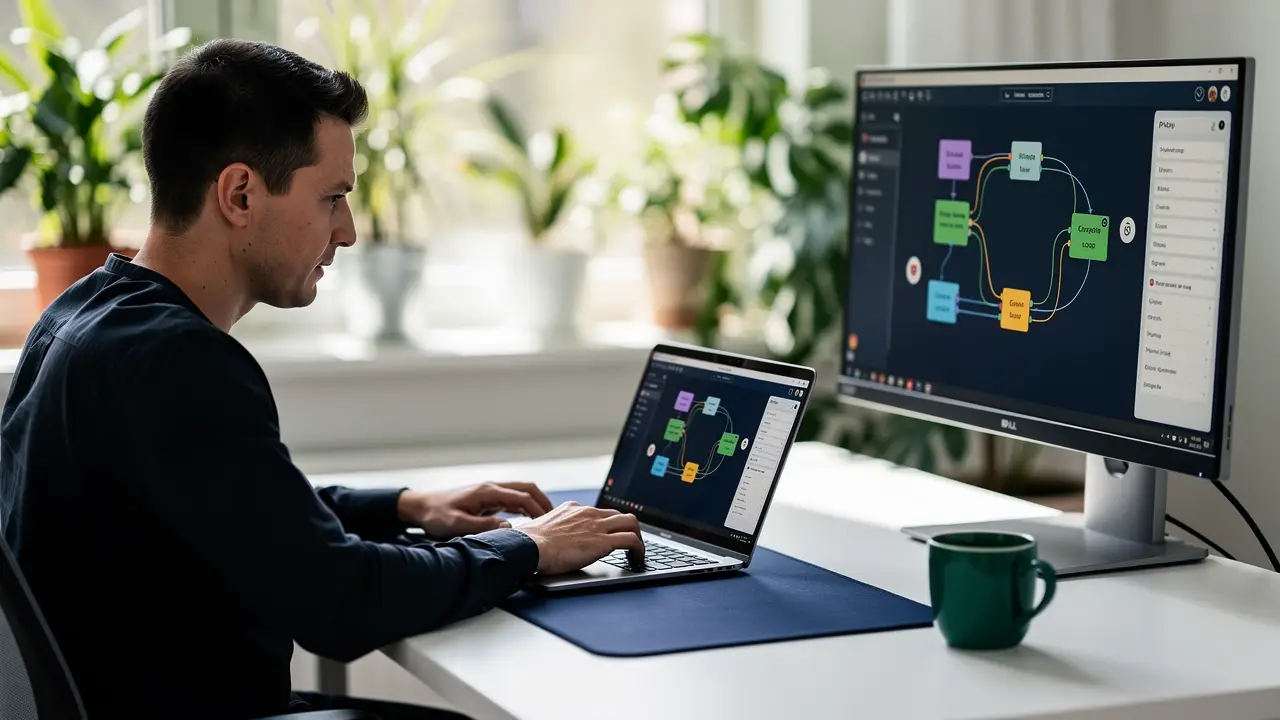 A developer testing an AI agent loop on a workflow canvas