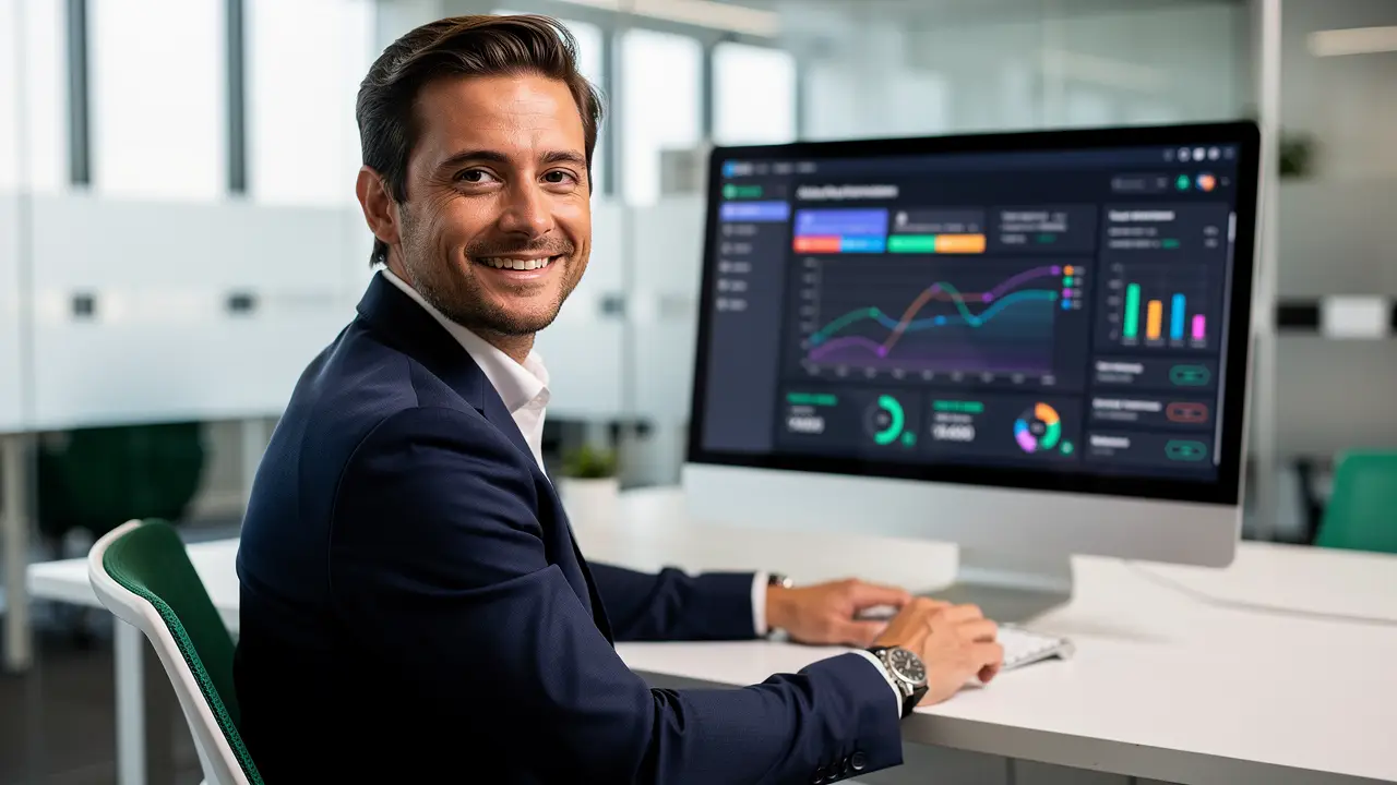 A rising demand curve for AI automation roles as a glowing line chart
