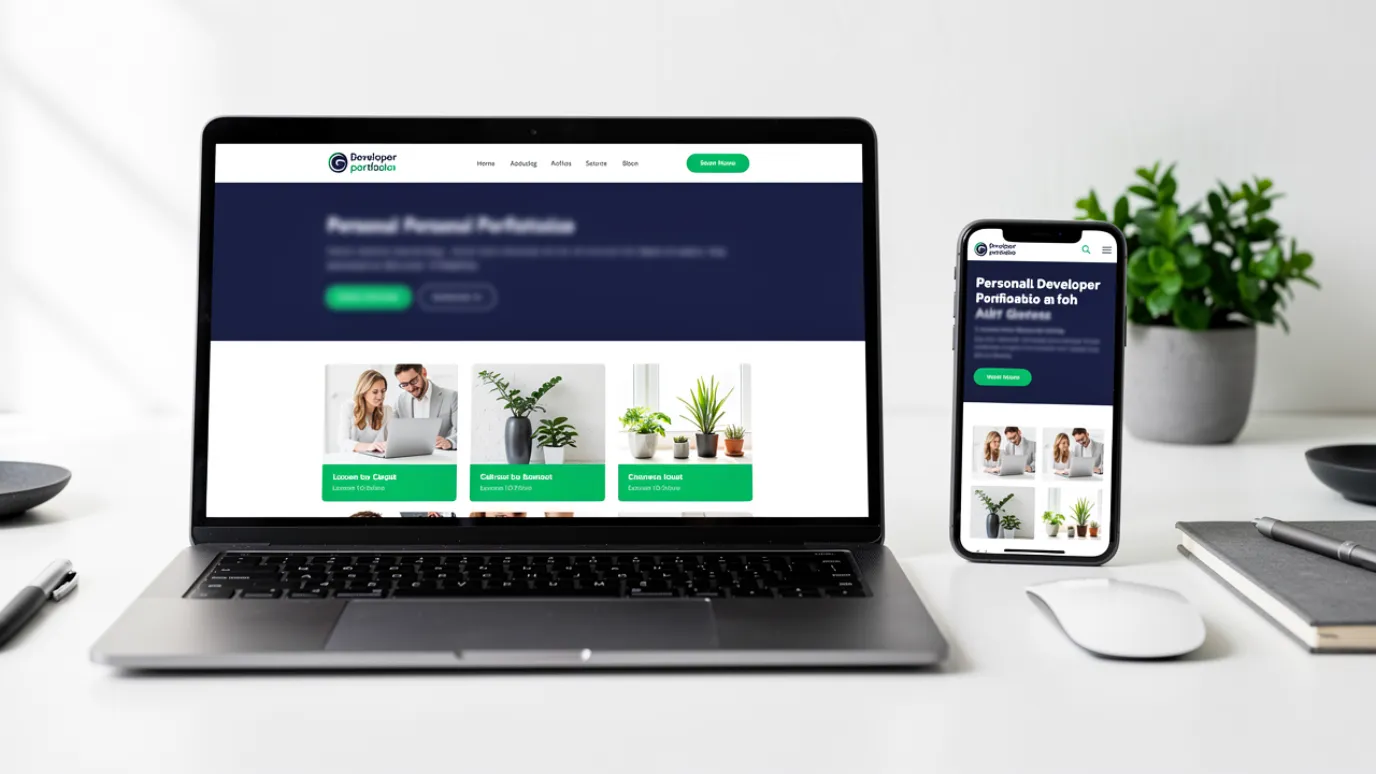 A finished portfolio project shown on a laptop and phone, the kind of self-built work that matters more to employers than a Codecademy certificate