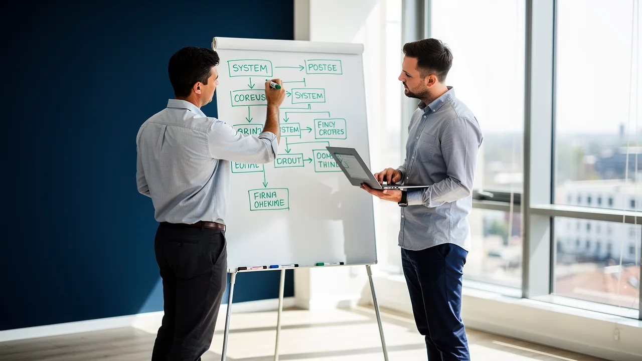 Marketing automation manager documenting the system with the team