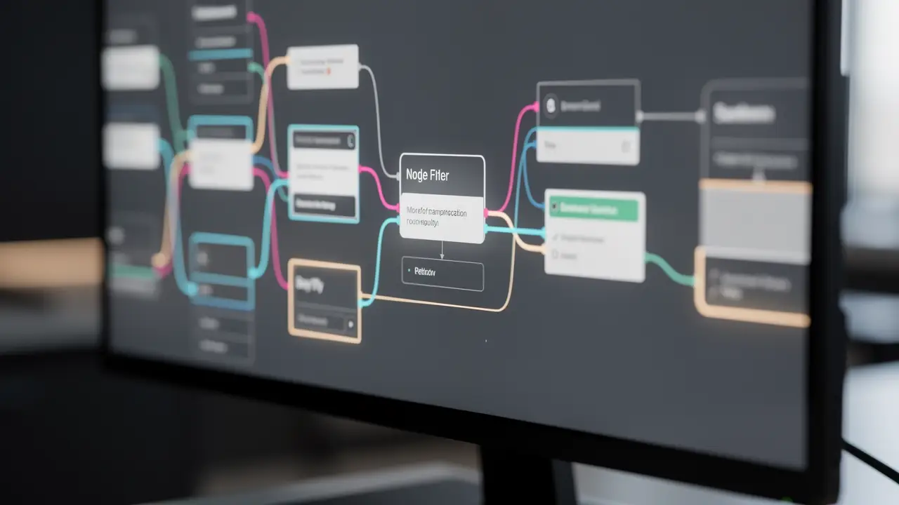 Close-up of connected workflow nodes in n8n exposed to an AI agent as tools over MCP