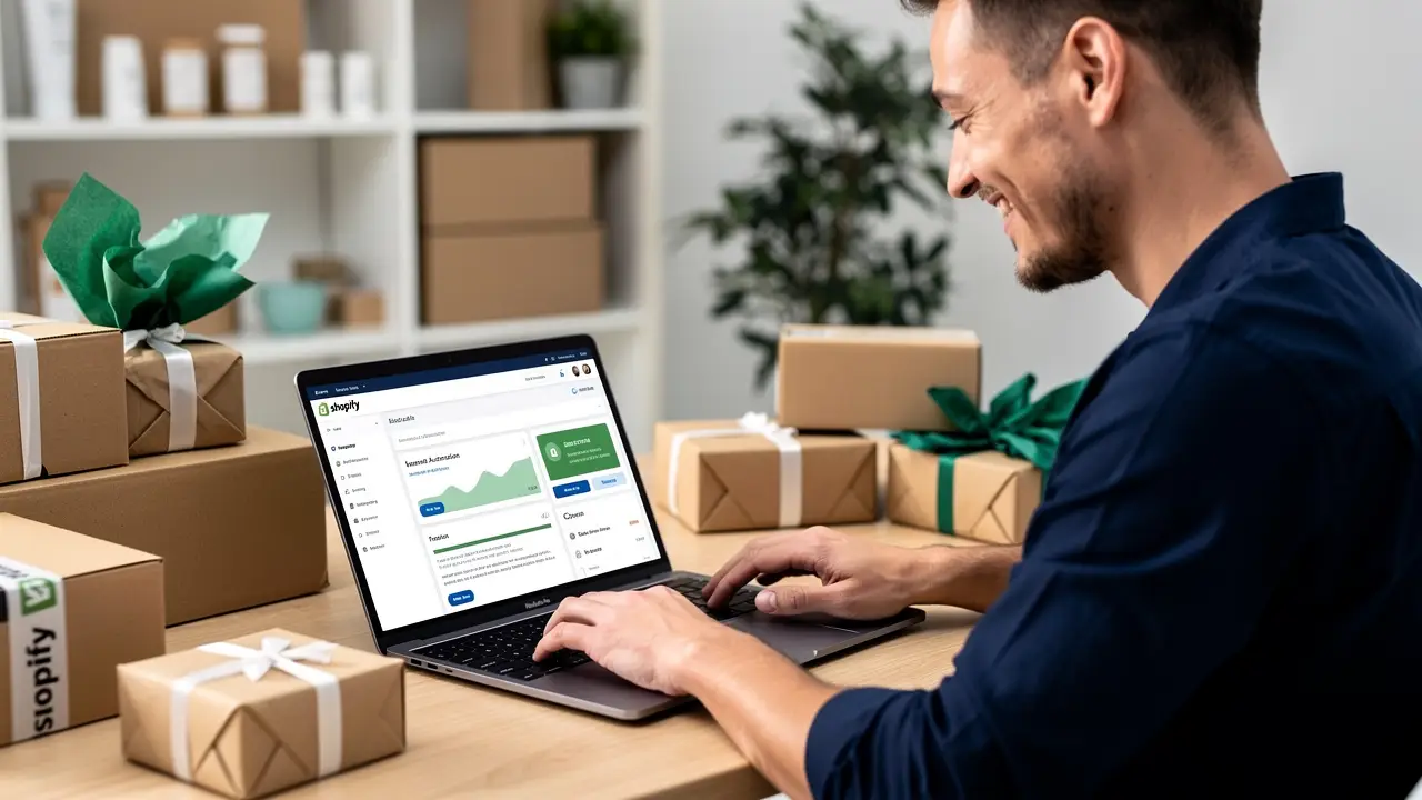 A small Shopify store owner setting up ecommerce email automation