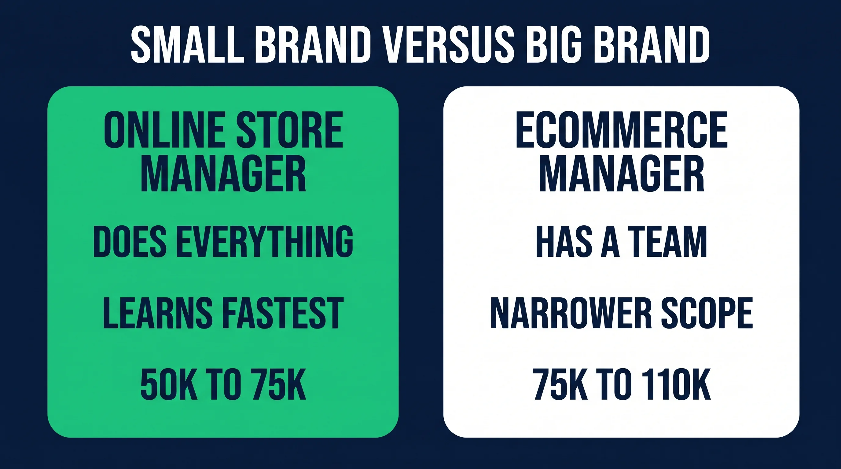Small business online store manager versus corporate ecommerce manager