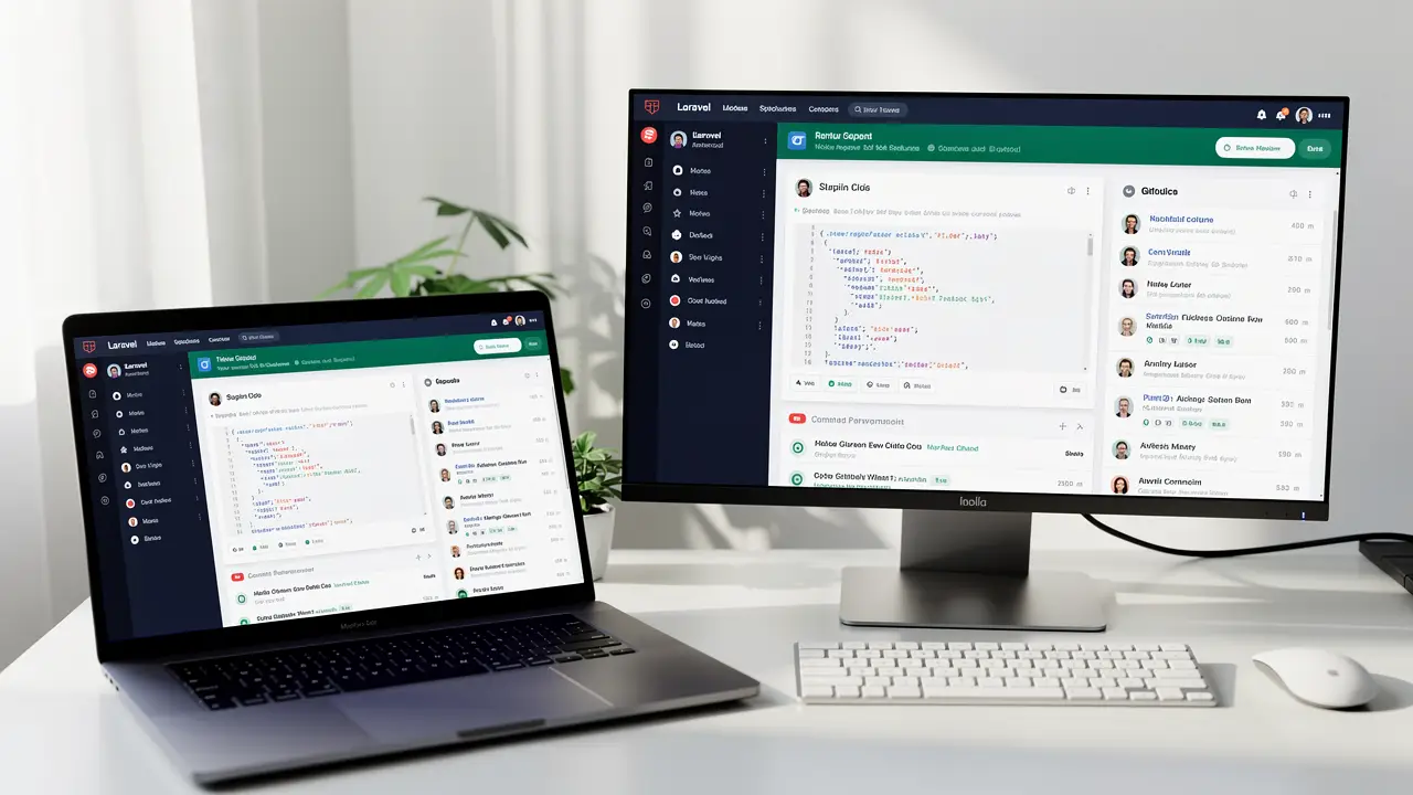 A deployed Laravel web app and clean GitHub repositories on screen