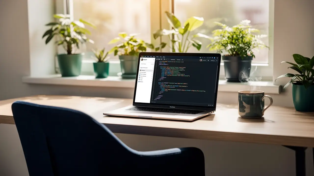 A cozy remote home office set up for email development work