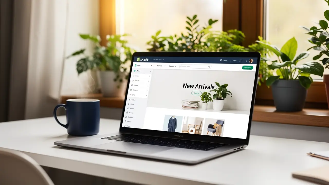 A remote home office set up for Shopify ecommerce development work