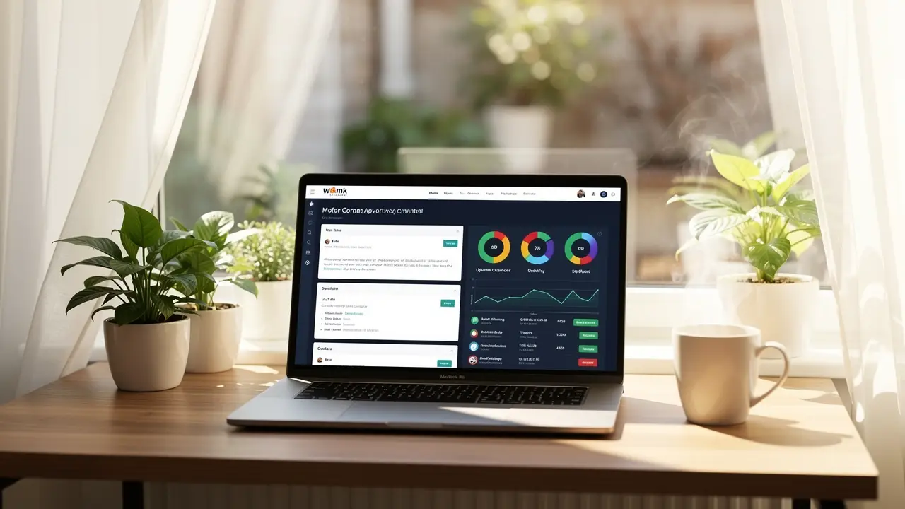 A remote home office set up for managing a website through a CMS