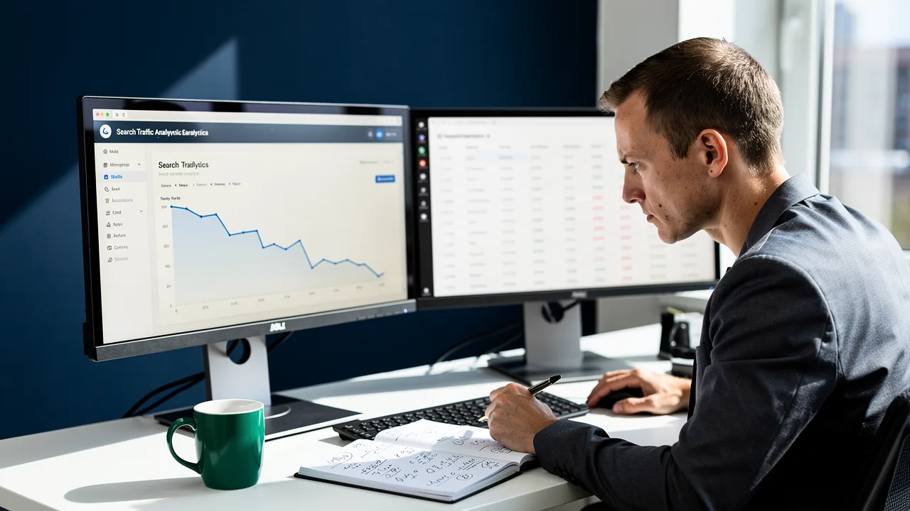 SEO analyst investigating a drop in organic traffic across dashboards
