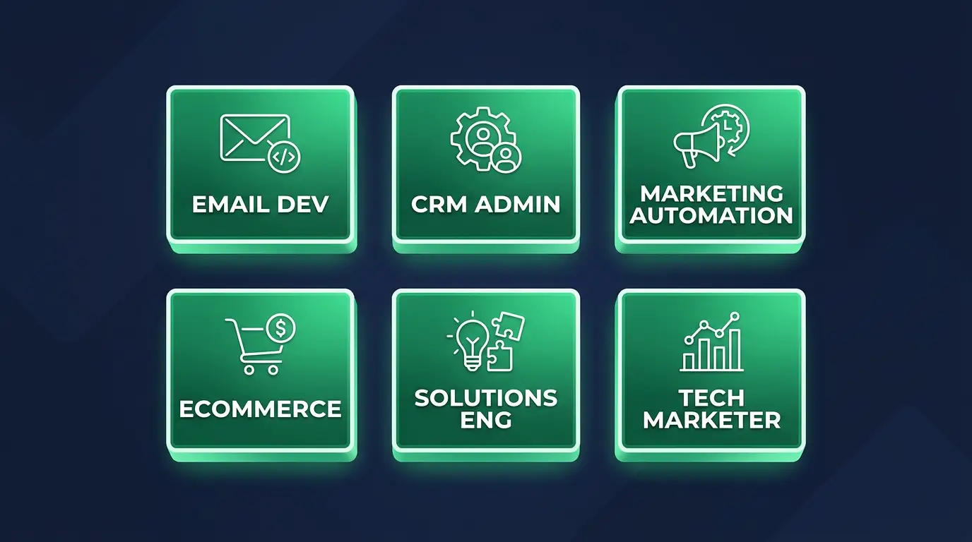 Six tech jobs without heavy coding: email dev, CRM admin, marketing automation, ecommerce, solutions engineer, tech marketer