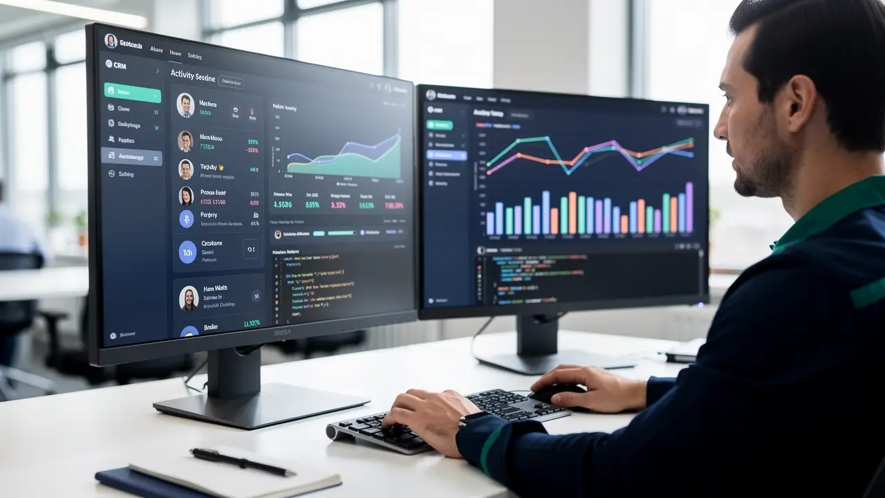 Working across CRM and analytics dashboards with light coding