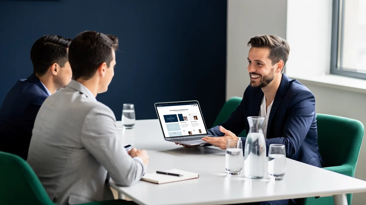 Portfolio of website work shown during a job interview