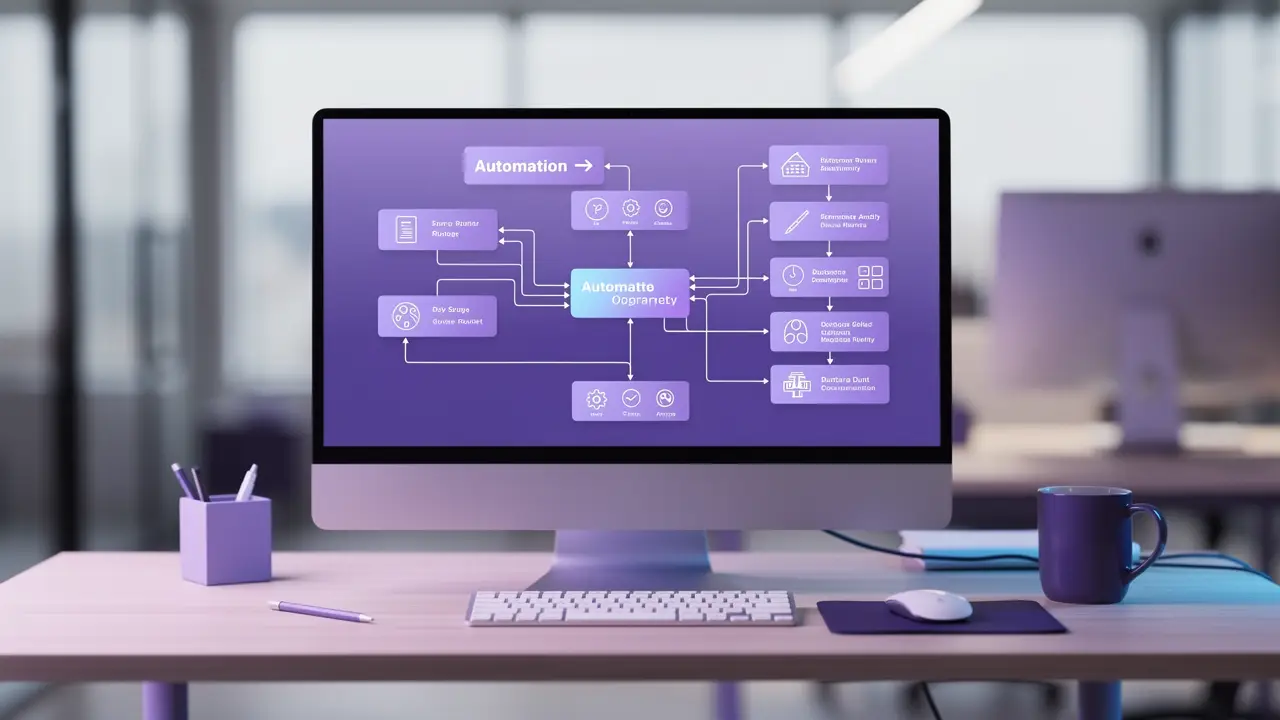 A complex multi-branch automation scenario on a visual node canvas